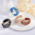 thumbnail image 7 of 4Pcs 4 Colors PU Leather Multi-strand Bracelets Set with Magnetic Clasps Light Gold Alloy Ring Link Bracelets Mixed Color 7-5/8 inch(19.5cm) 1Pc/color, 7 of 7