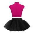 thumbnail image 2 of Alvivi Kids Girls Shiny Ballet Dance Outfits Gymnastic Shirt Crop Top and Tutu Skirt Bllerina Costume Hot Pink&Black 14, 2 of 5