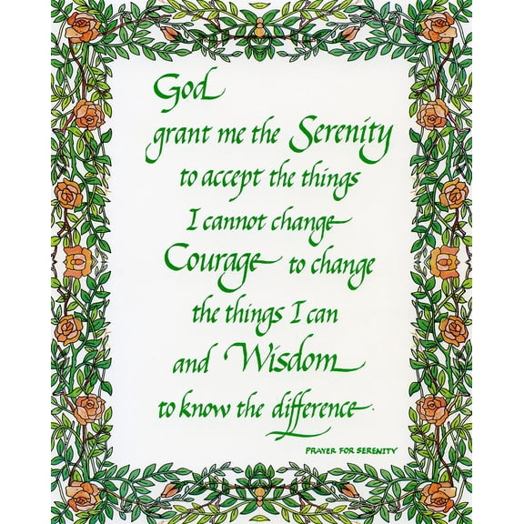 Catholic print picture - Serenity Prayer 2 - 8" x 10" ready to be framed