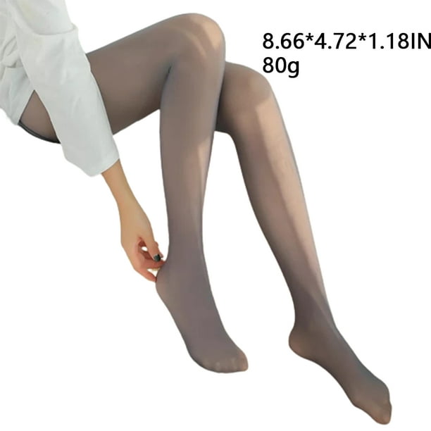 Women Winter Warm Leggings High Waist Translucent Solid Color Leg Warmer  Velour Thick Thermal Tights Elasticity Pantyhose Black/foot socks 80g