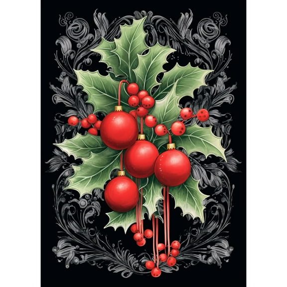 Merry Christmas Red Berry DIY 5D Diamond Art Paint with Full Drill Round Diamond Gems Painting by Number Kits for Adults Art Craft Home Wall Decoration 11.8x15.8inch(2)