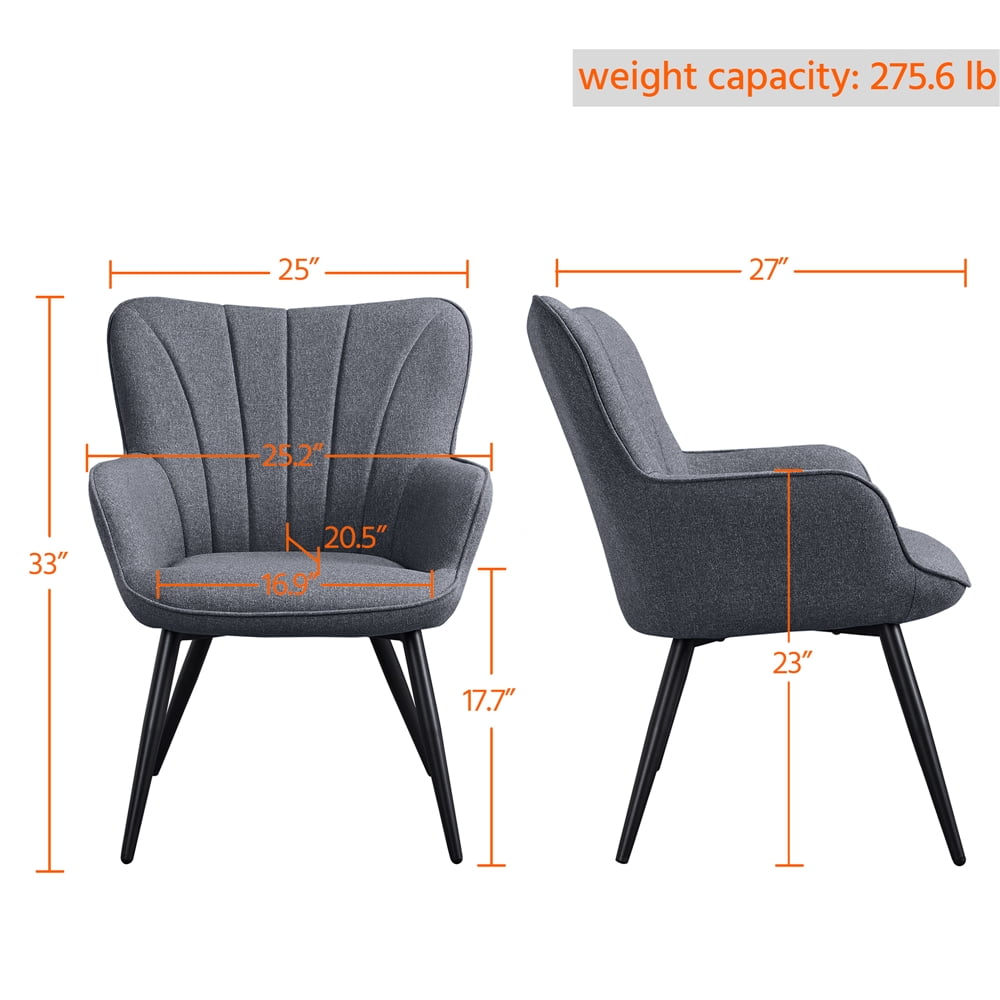 Alden Design Upholstered Fabric Wingback Armchair for Living Room, Gray
