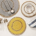 thumbnail image 3 of Fennco Styles Hand-Woven Rattan Cotton Rope Placemats 12-Inch Round, Set of 4 - Yellow Braided Table Mats Heat Resistant Insulation for Home, Boho Décor, Dining Table, Banquets, Special Events, 3 of 6