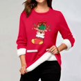 thumbnail image 2 of OJinShaWanO Sweatshirts Courts pour Femmes Chaussettes de Cerf de Noël pour Femmes Manches Col Rond Poche Pull Rembourré Chaud, 2 of 5