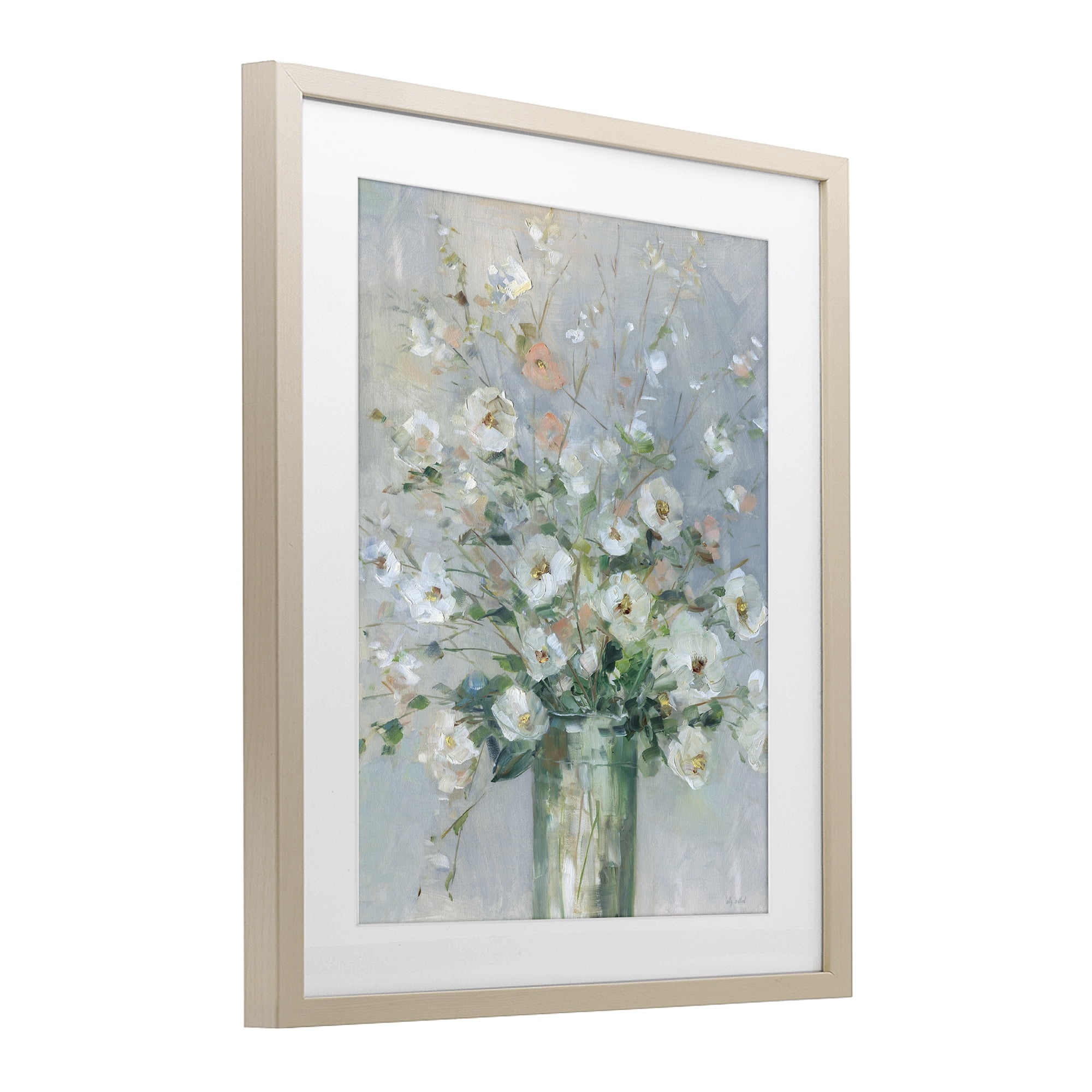 Stupell Industries Delicate White Blossoms Impression Birch Framed Print Under Glass, design by Sally Swatland