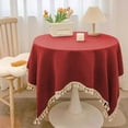 thumbnail image 2 of geerera Solid Color Square Tablecloth, 36x36 Inch Cotton-linen Cover, Farmhouse Tassel Table Cloth, for Kitchen Cafe Restaurant Decoration, 2 of 6