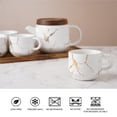 thumbnail image 2 of Taimei Teatime Tea Sets for Adults, 25 oz Ceramic Teapot Set with Infuser Tea Cups and Wooden Serving Tray, White Marble Design Tea Sets Giftable for Women & Tea Lovers, 2 of 8