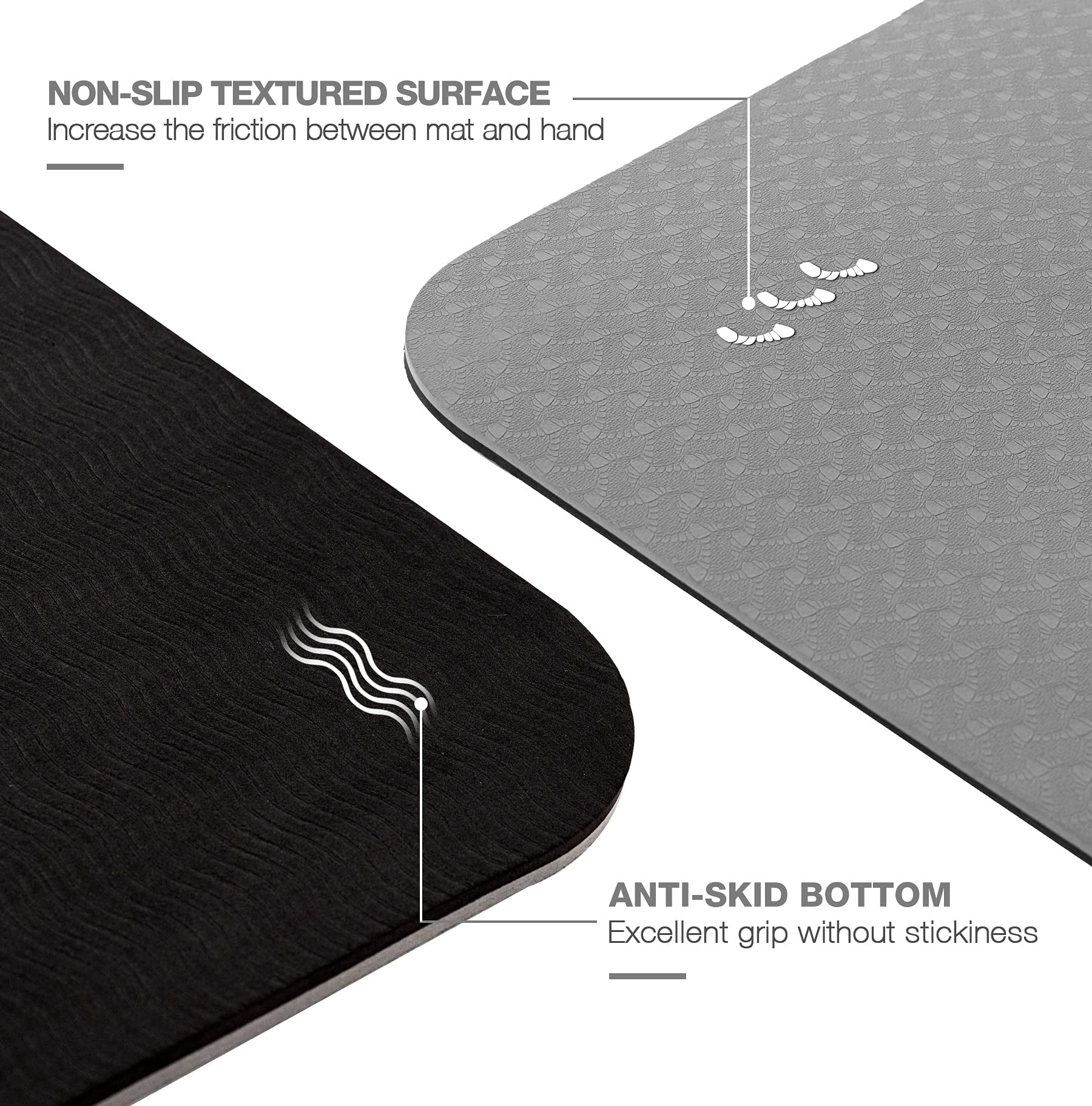 UMINEUX Large Yoga Mat for Men and Women 1/4 Inch Extra Thick TPE Fitness Mat for Home Gym Workout, Non-Slip
