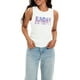 thumbnail image 1 of Camisetas sin mangas de cuello redondo acanaladas para mujer ATHLECHIC, color blanco con estampado, 1 of 5