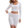 thumbnail image 5 of INSPIRE CHIC Women's Lace Trim Medium Length Control Panties Elastic Lightweight Soft Solid Slimming Shorts L White, 5 of 6
