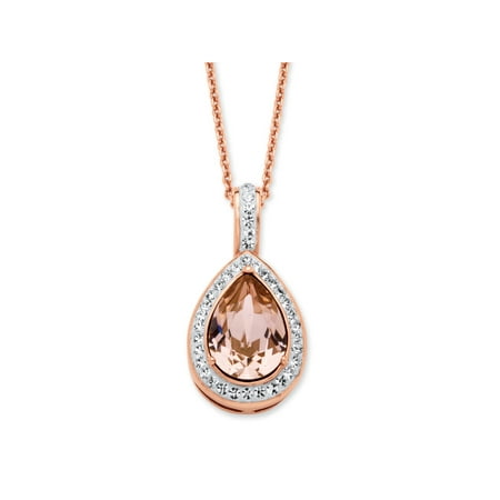 Swarovski Elements Crystal Star - Pear-Cut Rose Crystal Halo Necklace MADE WITH SWAROVSKI ELEMENTS in Rose Gold over Sterling Silver 18