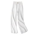 thumbnail image 4 of Outfmvch Gauze Pants Flowy Wide Leg Drawstring High Waist Linen Palazzo Pants for Women High Waisted Linen Pants Women Culottes for Women Beach Linen Trousers Women' S Culottes White S-3XL, 4 of 5
