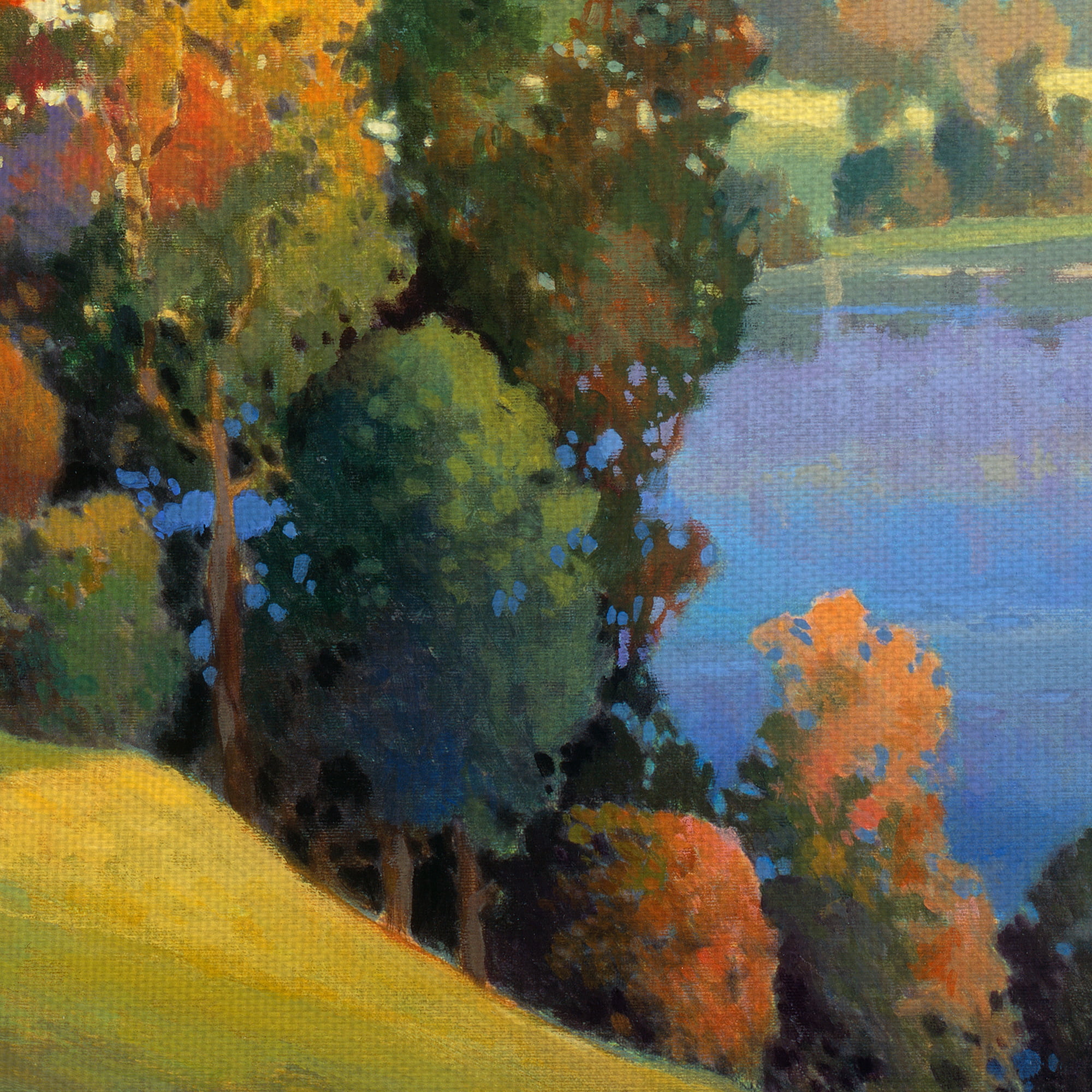 Masterpiece Art Gallery Hill & Valley III River Landscape By Max Hayslette Canvas Art Print 30" x 30"
