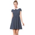 thumbnail image 1 of Disfraz de Halloween Allegra K vestido Lunares contraste cuello Peter Pan Azul XS, 1 of 5