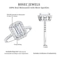 thumbnail image 5 of Rosec Jewels Certified Moissanite Emerald Cut Engagement Ring 2 Carat - Moissanite Halo Ring (6X8 mm, D-VS1 Quality), 18K White Gold, US 12.50, 5 of 8