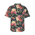 thumbnail image 3 of Uemuo Rose Flowers Printed Regular Fit Short Sleeve Casual Hawaiian Shirt for Men,Aloha shirt,Tropical shirt,Floral print shirt,Vacation Beach shirt-3X-Large, 3 of 9