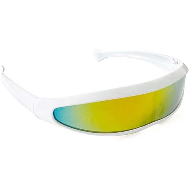 Gafas de sol, gafas futuristas, lentes espejadas de color estrecho, gafas frescas novedosas para fiesta, cosplay, disfraz espacial de robot, amarillo