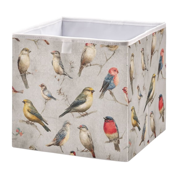 Foldable Fabric Storage Bin Home Cubes Clothing Organizer Bins Large Collapsible Box Basket for Home Organizer Birds Pattern