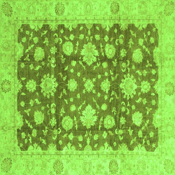 Ahgly Company Indoor Square Oriental Green Traditional Area Rugs, 4' Square