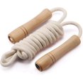 thumbnail image 1 of Cuerda para saltar para niños, mango de madera, ajustable, de algodón trenzado, para fitness, 1 of 5