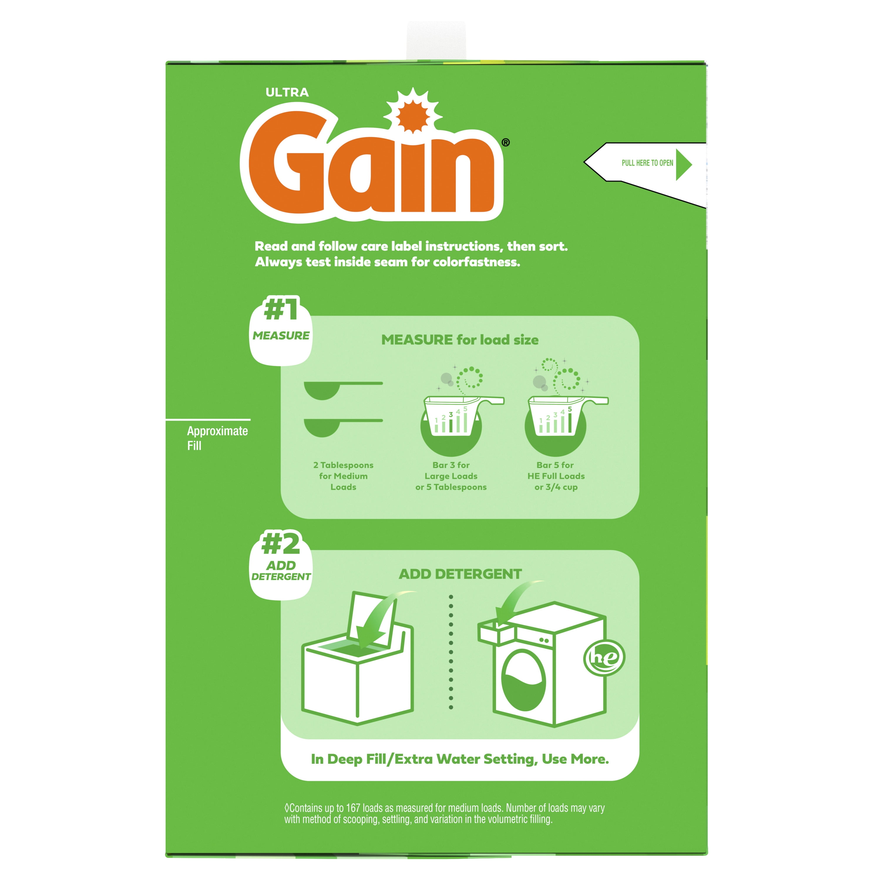 (2 pack) Gain Powder Laundry Detergent, Original Scent, 154 oz, 167 Loads