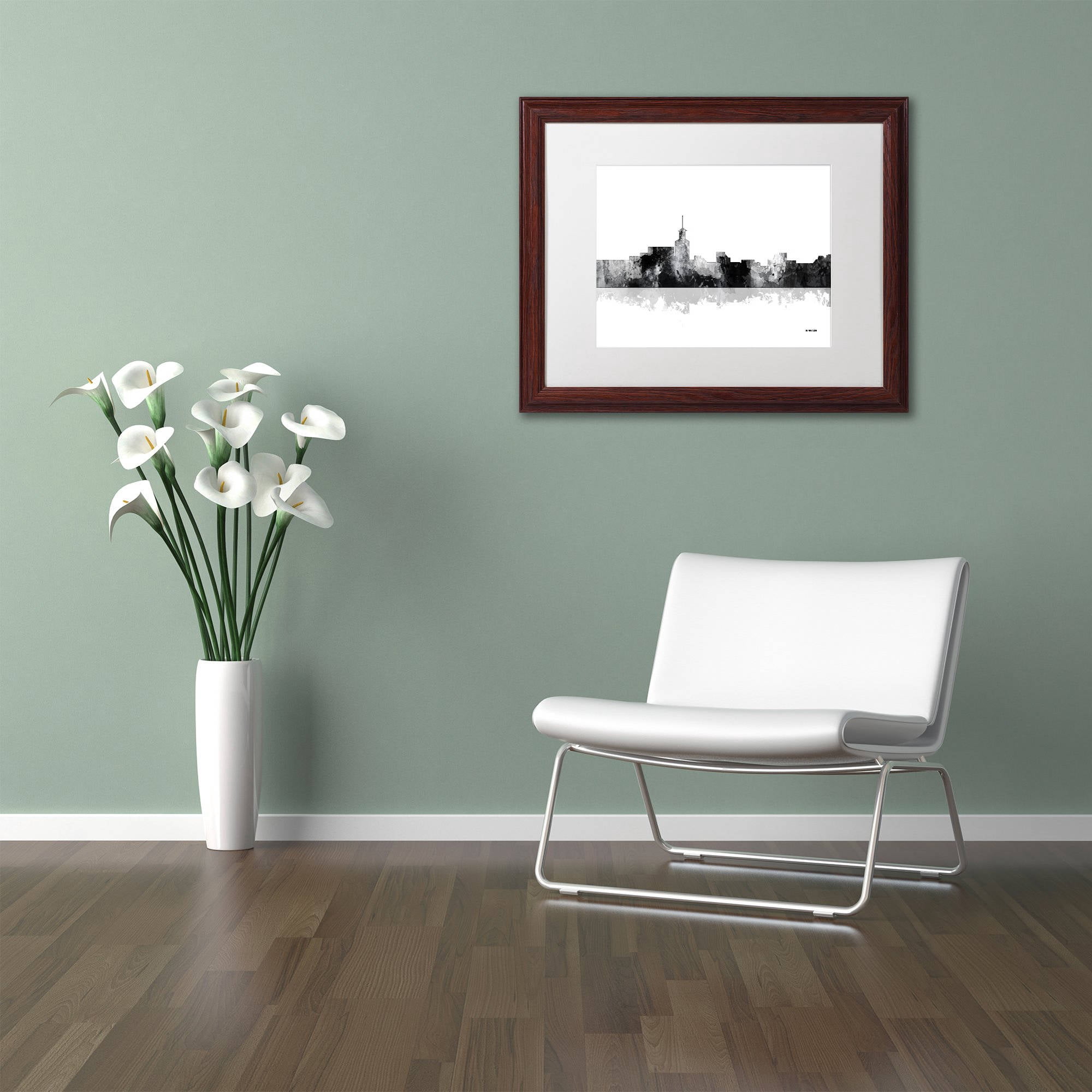 Trademark Fine Art "Santa Fe New Mexico Skyline BG-1" Canvas Art by Marlene Watson, White Matte, Wood Frame