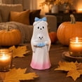 thumbnail image 4 of Gradient Resin Ghost Figurine Assorted Styles Freestanding Desktop Ornament With Bow Witch Hat Snack Detail For Halloween Shelf Office Indoor Seasonal Home Decor.A, 4 of 8