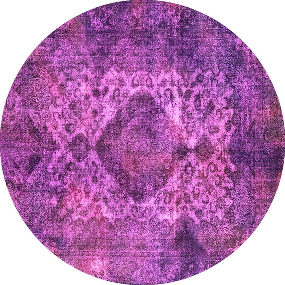 Ahgly Company Indoor Round Oriental Pink Industrial Area Rugs, 6' Round