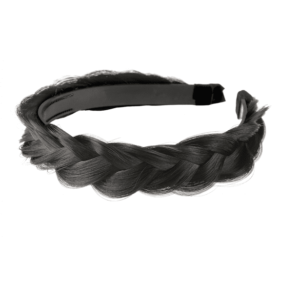 Hair Accessories For Women, 2pcs Natural Black Fake Hair, Non Slip Toothed Fishbone Braid Headpiece 13cm Diameter Decorative Synthetic Headbands For Daily Styling Party Or Wedding Outfits