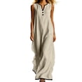 thumbnail image 1 of CHUMUD Robes d'Été pour Femmes Sans Manches à Col en V, Robe Maxi à Demi-Boutonnage, Coupe Ample Décontractée, 1 of 8