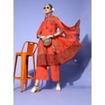 thumbnail image 2 of eloria Women Orange Ethnic Motifs Printed Pure Cotton Anarkali Kurta Set with Dupatta, 2 of 7