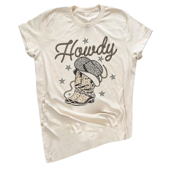 Trendfront Womens Western T Shirts Cowboy Graphic Howdy Letter Print Tee Short Sleeve Casual Country Style Fashion Tops