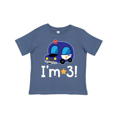 

Inktastic 3 Year Old Birthday Policeman Car Gift Toddler Boy Girl T-Shirt