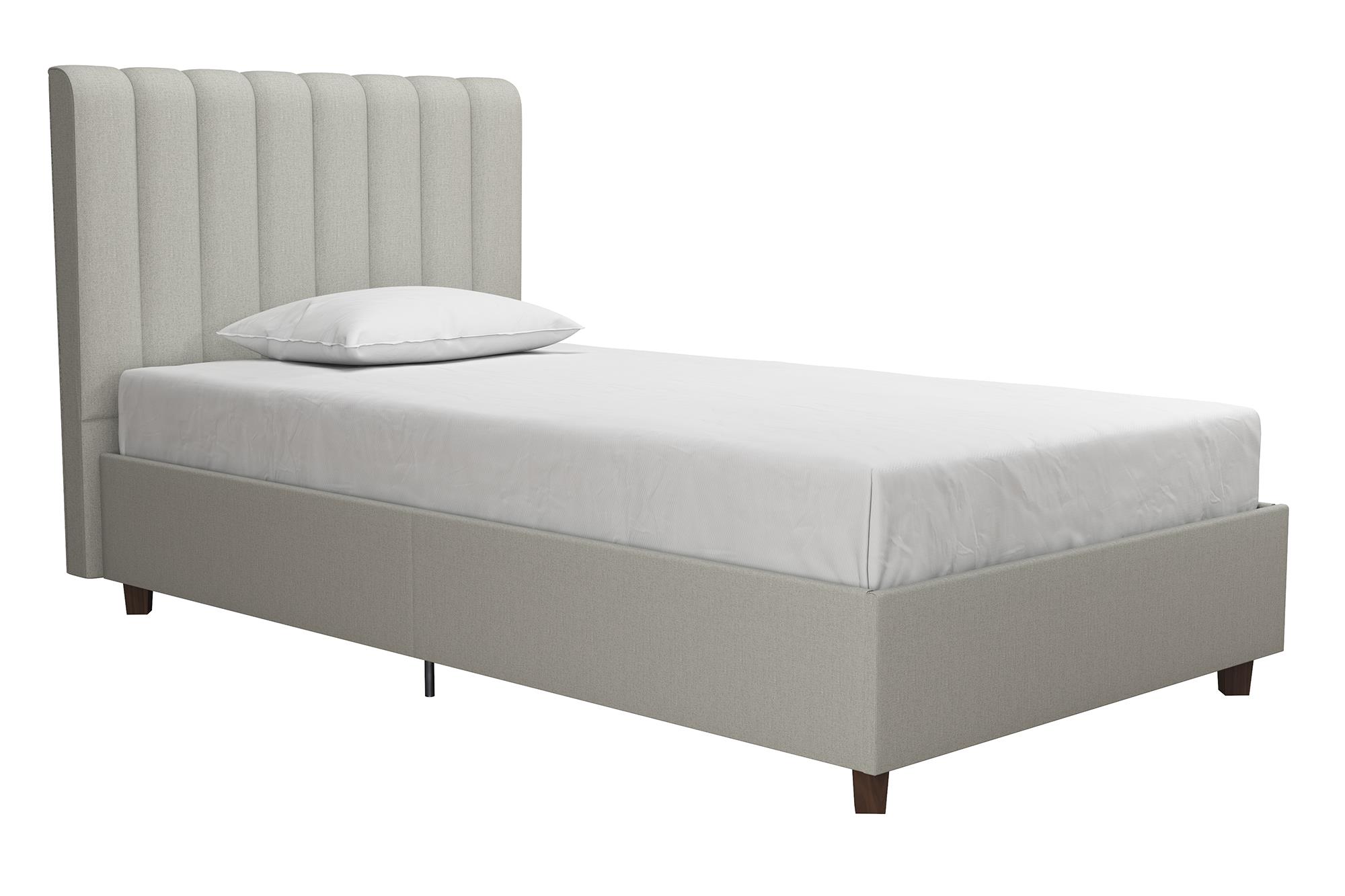 Novogratz Brittany Upholstered Bed, Twin, Gray Linen