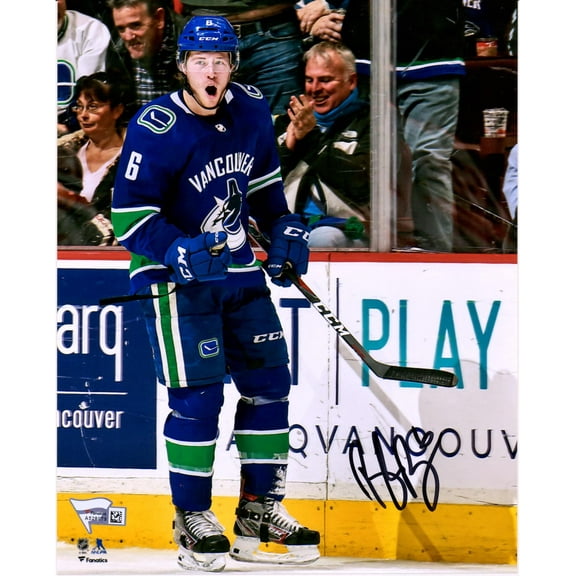 Brock Boeser Vancouver Canucks Autographed 8" x 10" Blue Jersey Celebration Photograph - Fanatics Authentic Certified