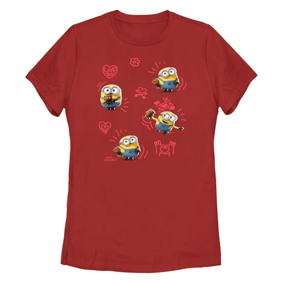 Women's Despicable Me Cute Bob Hearts  Graphic T-Shirt