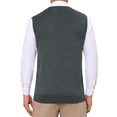 thumbnail image 3 of INSPIRE CHIC Men's Casual Knit Sleeveless V-Neck Plaid Argyle Sweater Vest XL Dark Gray, 3 of 5