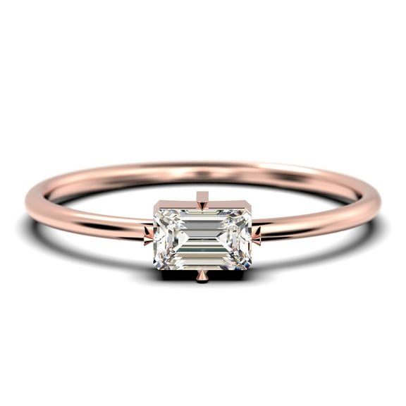 Beautiful Minimalist 0.70 Carat Baguette Cut Diamond Moissanite Engagement Ring, Classic Wedding Ring in10k Solid Rose Gold, Gift For Her, Simple Ring, Promise Ring, Anniversary Ring