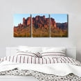 thumbnail image 4 of FCCUYE Home Decorations for Living Room Sonoran Desert Landscape at Sunset Pictures Lost Dutchman State Park Paintings 3 Panel Canvas Wall Art Modern Artwork d Ready to Hang, 48" Wx24 H, 4 of 7