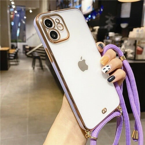 For Apple iPhone 12 Purple Smart Shockproof Luxury Stream Electro Plating Elegant Cover Case