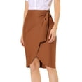 thumbnail image 1 of Unique Bargains Jupes d'Été pour Femmes Faux Nœud devant Jupe Longueur Genou, 1 of 6