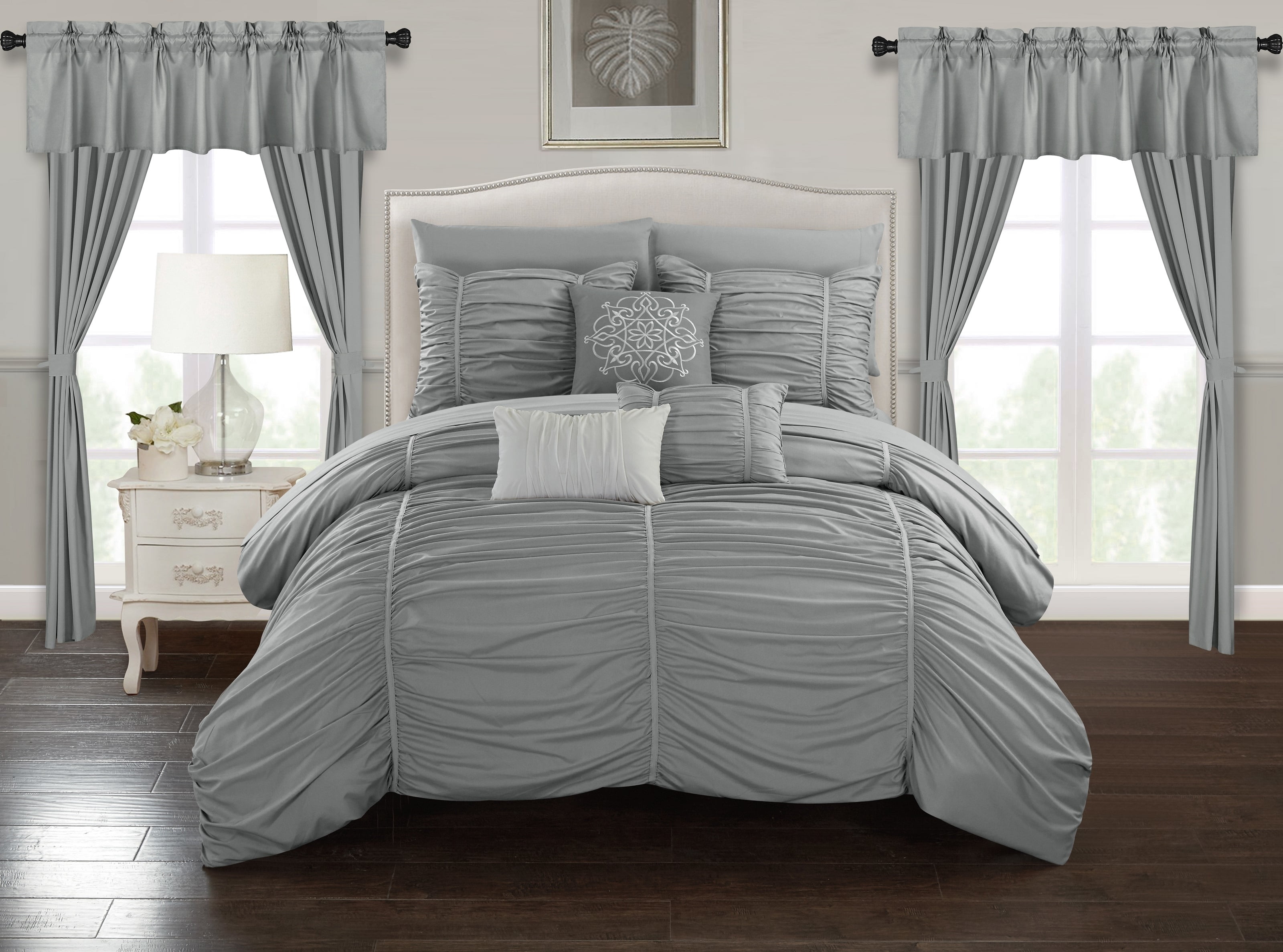 Gruyeres 20 Piece Comforter Set Ruffled Ruched Designer Bedding - Walmart.c...