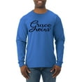 thumbnail image 1 of Wild Bobby Grace Wins Script Inspirational/Christian Men Long Sleeve Shirt, Royal, 3X-Large, 1 of 5