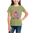 thumbnail image 5 of Amidoa Printed Girls T Shirts Cute Crewneck Summer Graphic Tops Casual Kids Tees,Green,3-4 Years, 5 of 5