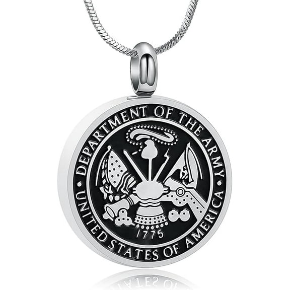 Cremation Jewelry Urn Necklace for Ashes for Women Men Stainless Steel USA Army/Marine Corps/Navy Memorial Necklaces Ash Holder