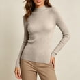thumbnail image 2 of MYAOYINo Boundaries Womens High Neck Ribbed Long Sleeve Sweater Fitted Knit Basic Blouse, 2 of 9