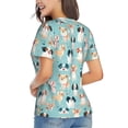 thumbnail image 3 of Fuzoiu Colorful Dog Print Women's Classic V-Neck T-Shirt, Short Sleeve V Neck Tees for Casual Everyday Wear,Casual Fit Tee,Summer Fashion Tops-Medium, 3 of 5