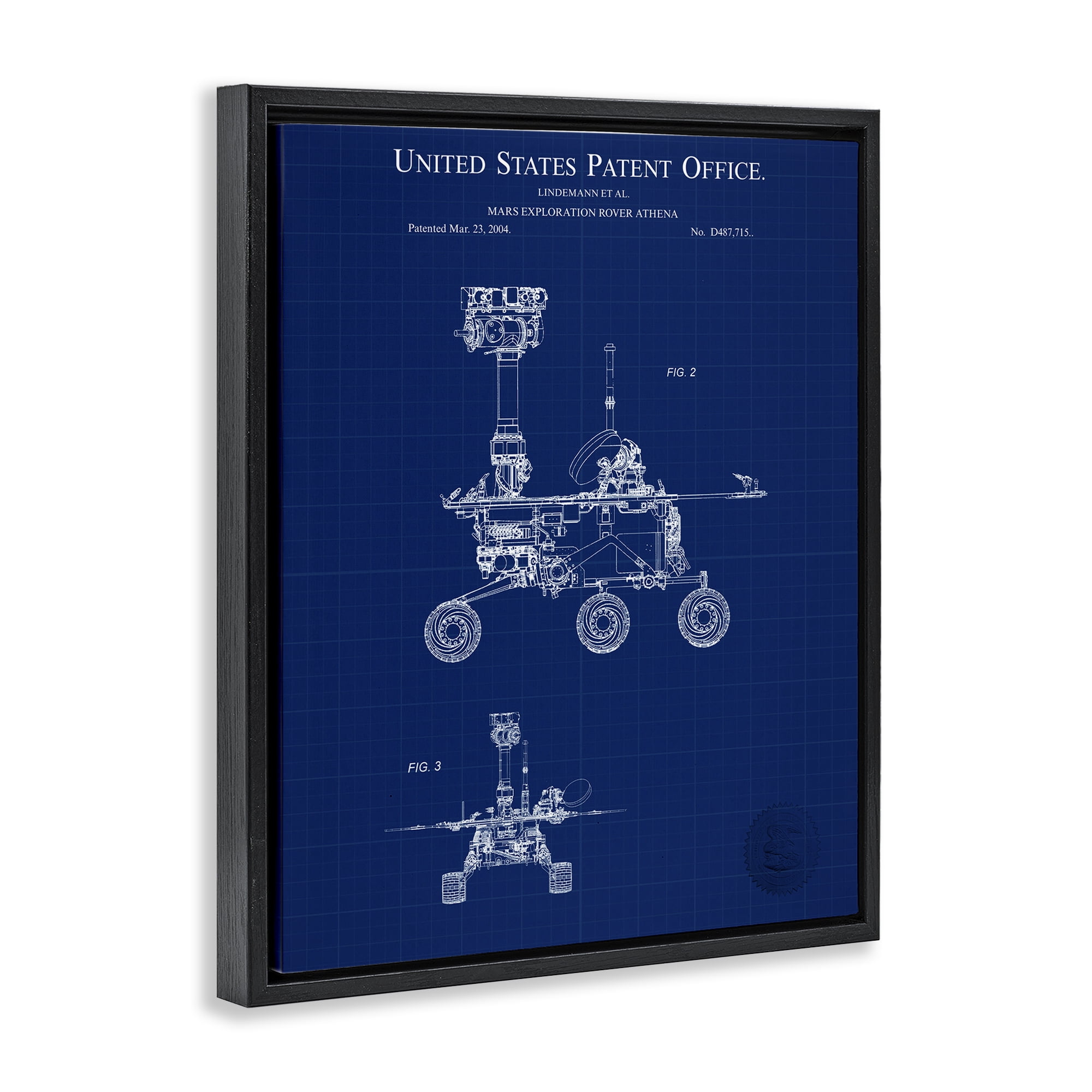 Stupell Industries Mars Exploration Blueprint Transportation Painting Black Floater Framed Art Print Wall Art, 17 x 21