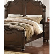 Bedroom Furniture Traditional Formal Eastern King Size Bed Dresser Mirror Nightstand 4pcs Set Dark Brown