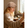 thumbnail image 5 of Gustave Newsboy Hats for Men Women Flat Cap Classic Vintage Soft Gatsby Ivy Cabbie Hat Beret Hats, Khaki, 5 of 5